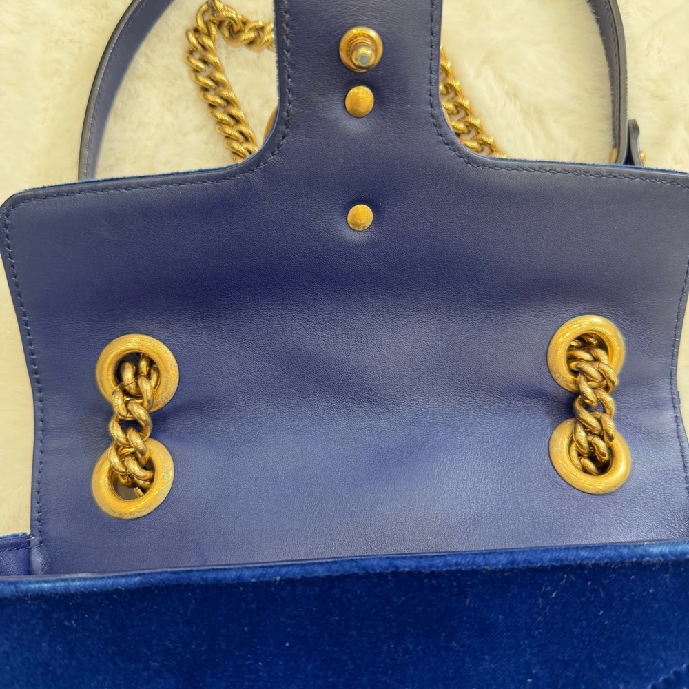 GUCCI Blue Marmont Quilted Crossbody/Shoulder Bag - Picture 12 of 13